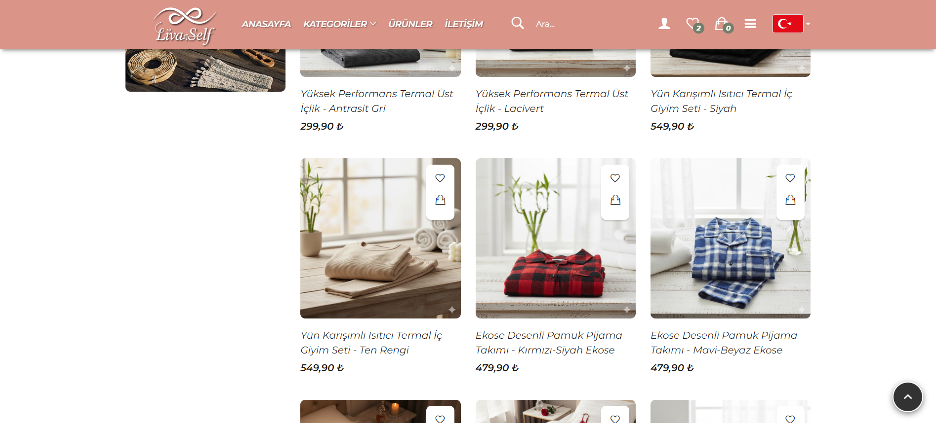 Liva Self E-ticaret Platformu Anasayfa Ekran Görüntüsü